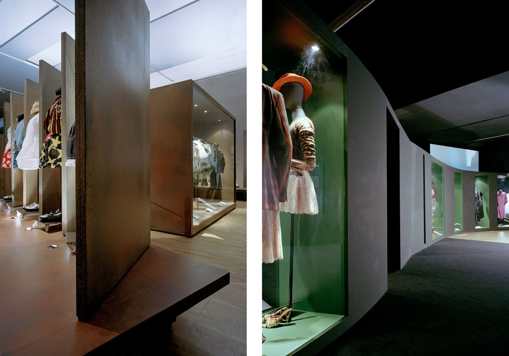 A pair of installation shots with mannequins