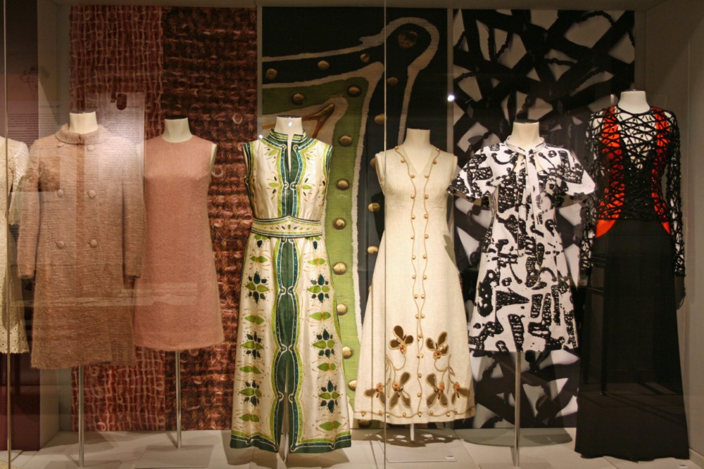 Exhibition display of 20th century gowns