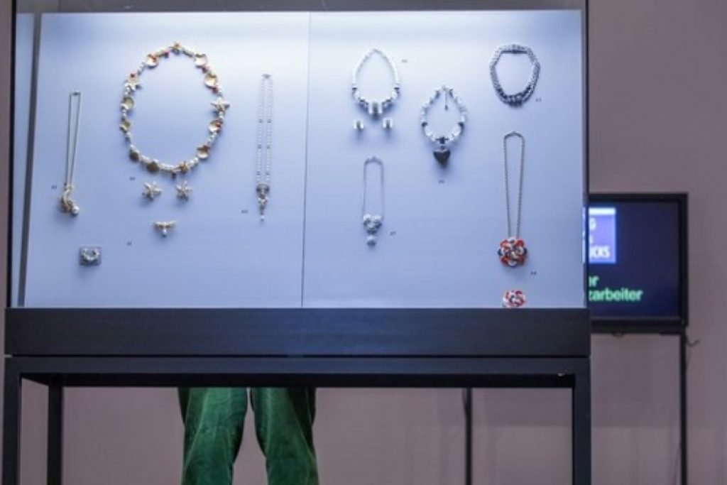 Exhibition display of case of jewellerry