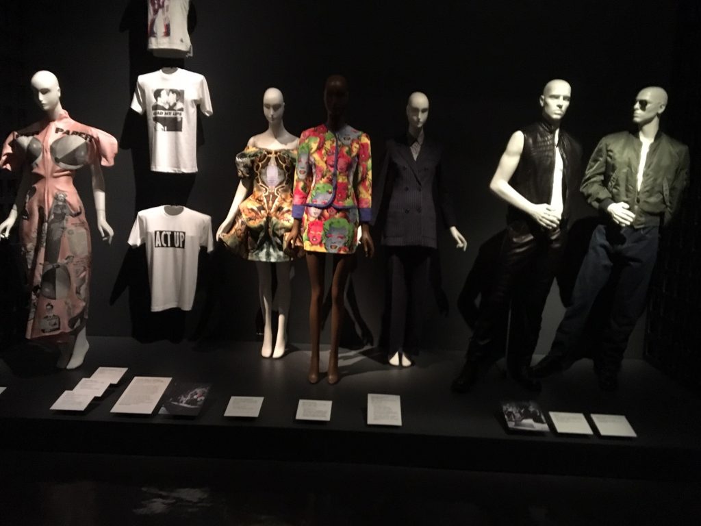 Exhibition display of dressed mannequins