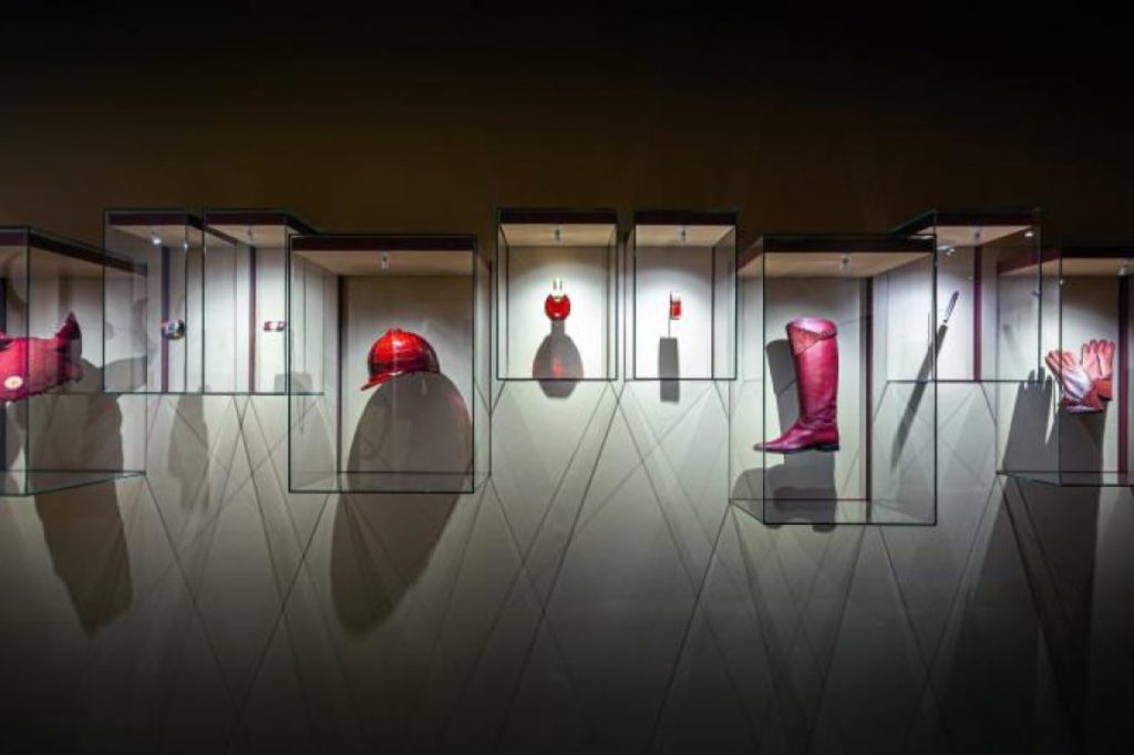 Exhibition display of wall mounted footwear