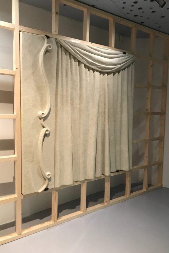 Exhibition display of drape