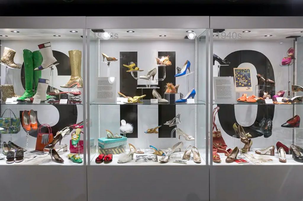 Exhibition vitrine display of shoes