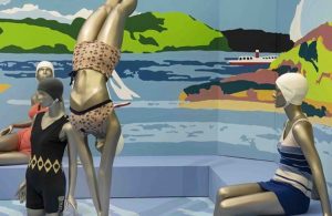 Exhibition display of mannequins dressed in swimwear