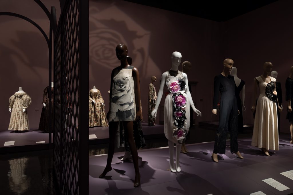 Exhibition display of dressed mannequins