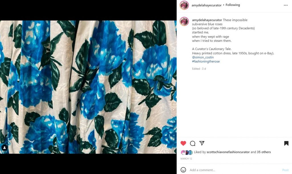 blue flower printed fabric skirt