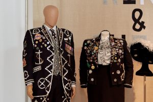 Pearly Kings outfits and Queens on exhibition mannequins