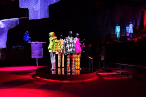 Colourful male and female mannequins displayed in a circle