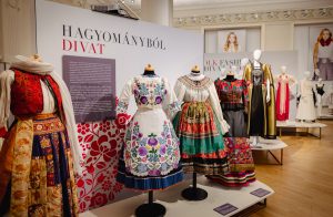 Traditional colourful dresses in hues of green, white, red and green.