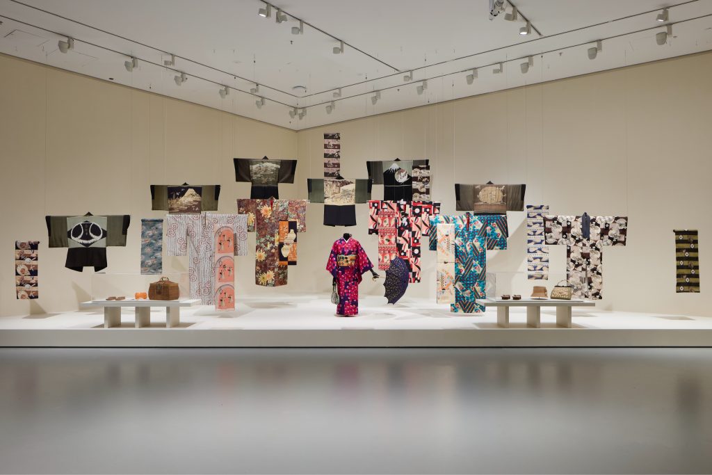 gallery with multiple kimono on display